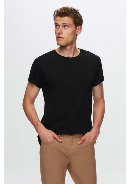Slim Fit Siyah 3'lü T-Shirt 4HC14ORTBN533