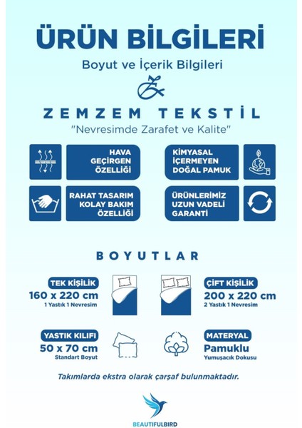 Çarşaflı Çift Kişilik Nevresim Takımı Pamuklu