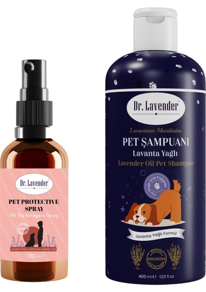 Antiseptik Pet Şampuanı 400 ml & Haşere Kovucu Tüy Bakım Spreyi 150 ml