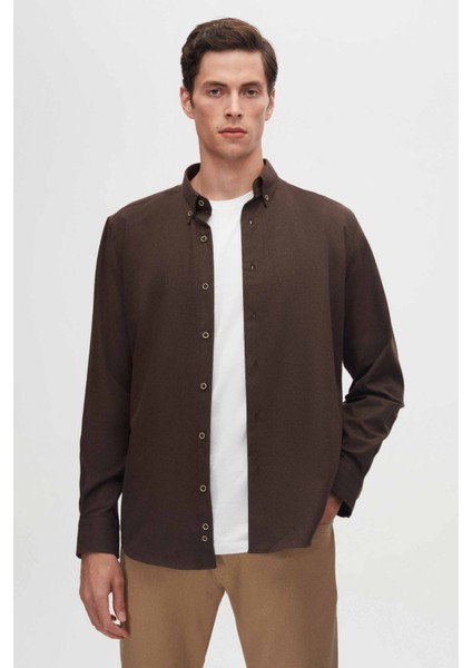 Ds Damat Regular Fit Koyu Kahve Düz Kışlık Flanel Gömlek fiyatları