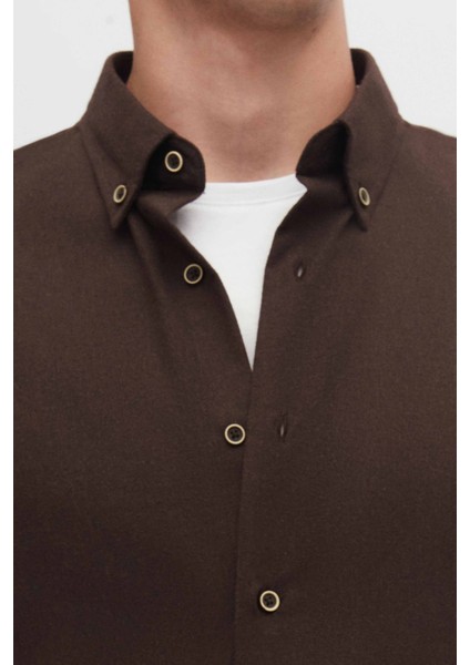 Ds Damat Regular Fit Koyu Kahve Düz Kışlık Flanel Gömlek fırsatları