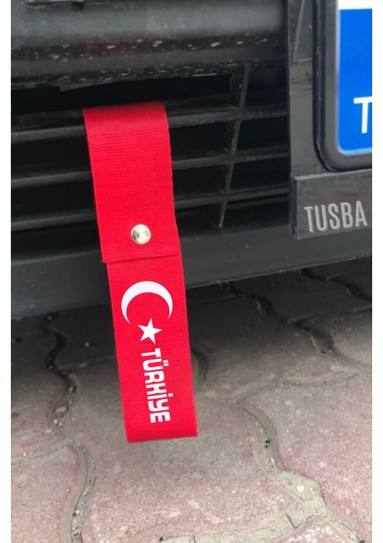 Türk Bayrak'lı Kırmızı Oto Tampon Dili & Çeki Ipi
