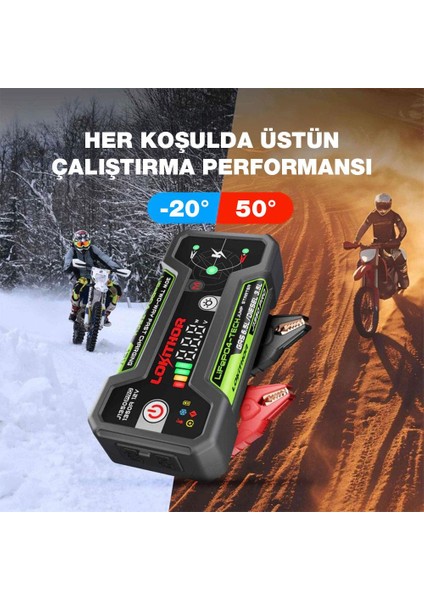 J1350PRO 12V 1350AMP Lifepo4 Akıllı Akü Takviye + Powerbank + LED Lamba