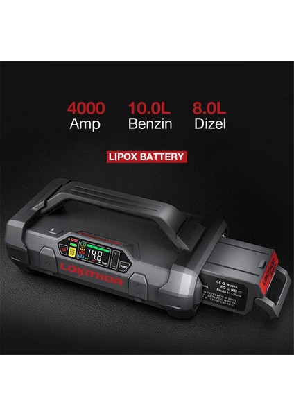 APARTX4000 12V 4000AMP Li-Polimer Akıllı Akü Takviye + Pompa + Powerbank + LED Lamba