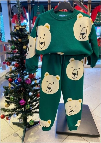 Yeşil Renk Hayvan Desenli Unisex Eşofman Takımı