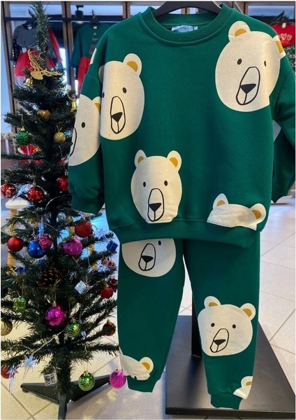 Yeşil Renk Hayvan Desenli Unisex Eşofman Takımı
