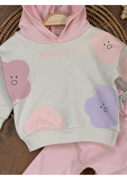 Oopps Baskılı Kapüşonlu Mevsimlik Kız Bebek Takım indirimleri
