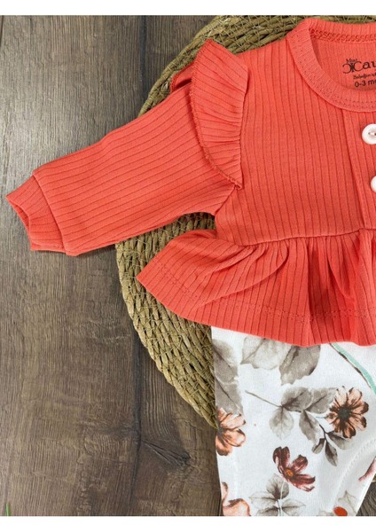 Rose Fırfırlı Fiyonklu Bandanalı 2li Kız Bebek Tulum