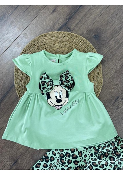 Mickey Mouse Leopar Taytlı Kız Bebek Takım