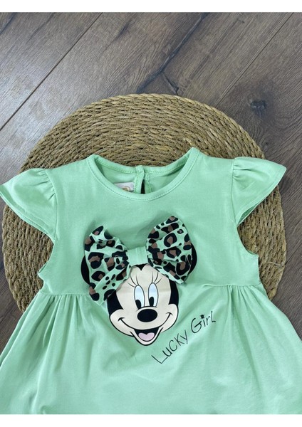 Mickey Mouse Leopar Taytlı Kız Bebek Takım