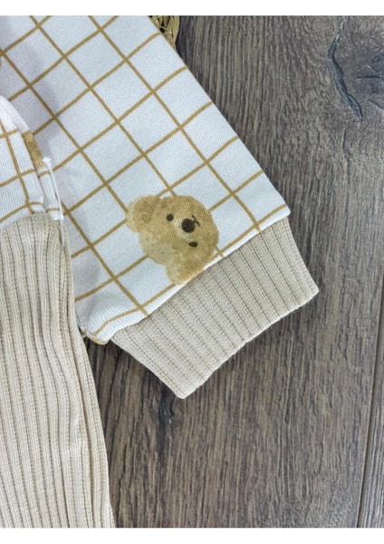 Kaşkorse Esnek Papyonlu Ayıcık Figürlü Patikli Çıtçıtlı Erkek Bebek Tulum fırsatları