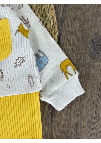 Kaşkorse Esnek Papyonlu Animal Figürlü Patikli Çıtçıtlı Erkek Bebek Tulum