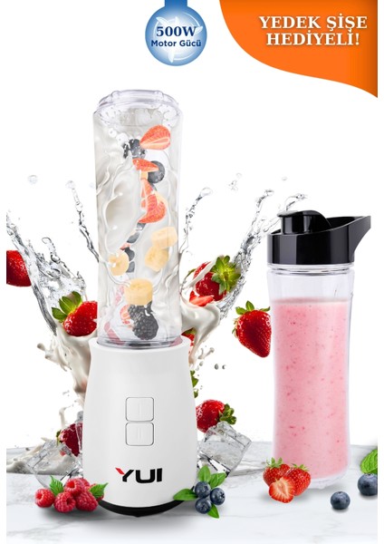 M19 500W Kişisel Smoothie Blender Beyaz +1 Adet Yedek Şişe