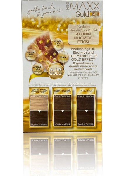 Golden Beauty 24K Altın Içerikli Saç Boyası Seti - Kalıcı 6.0, Koyu Kumral 50MLX2