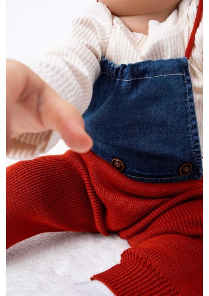 Triko Kaşkorse Badili Kot Detaylı Salopet Kışlık Kız Bebek Takım modelleri