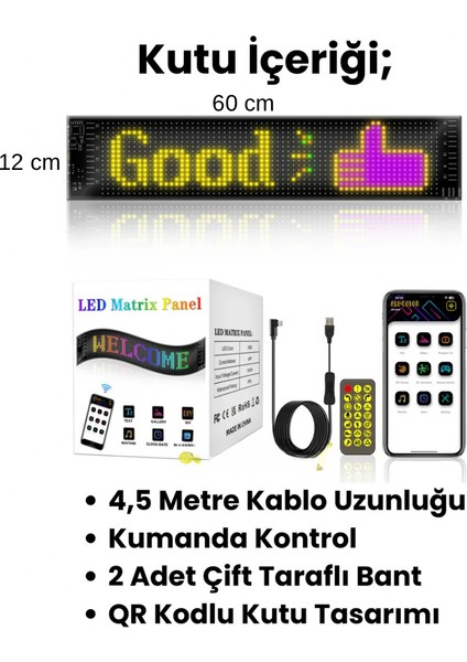 Kişiselleştirilebilir Matrix Car LED Telefon App Kontrollü Uzaktan Kumandalı (16X96)