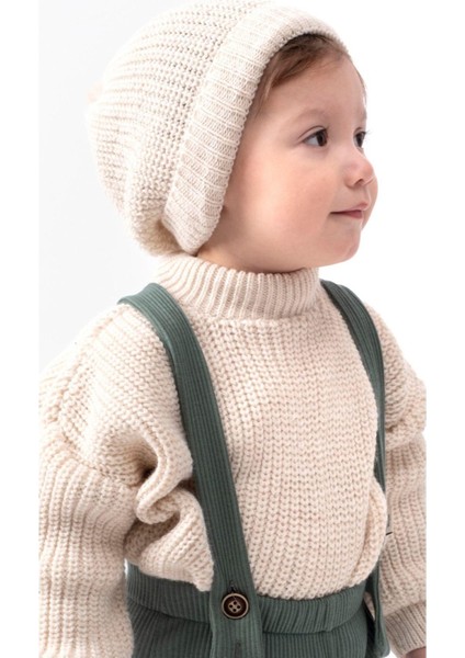 Triko Kazak Oversize Esnek Salopet Bereli Bebek Takım modelleri