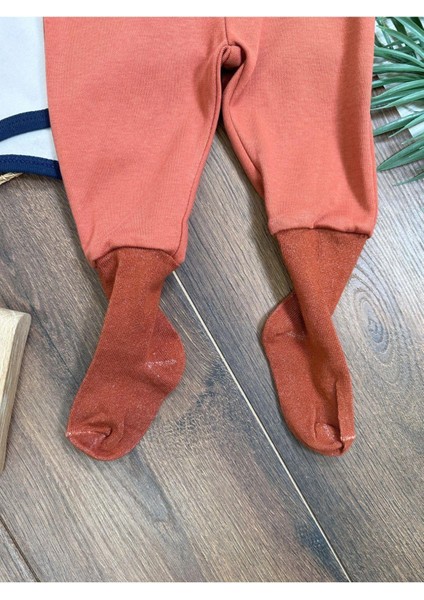 Safari Baskılı Çoraplı Alttan Çıtçıtlı Erkek Bebek Takım-Zıbın Takım indirimleri