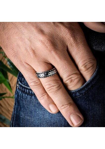 Örgü Model Gümüş Erkek Yüzük 925 Ayar Gümüş Örgü Model Taşsız Erkek Yüzüğü fiyatları