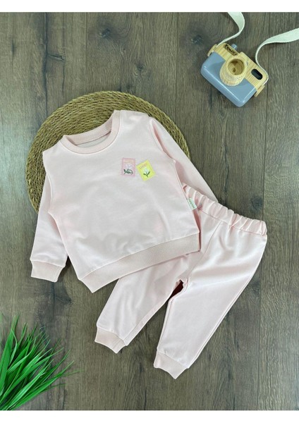 Çiçek Desenli Omuzdan Çıtçıtlı Mevsimlik Kız Bebek Alt/üst 2li Takım