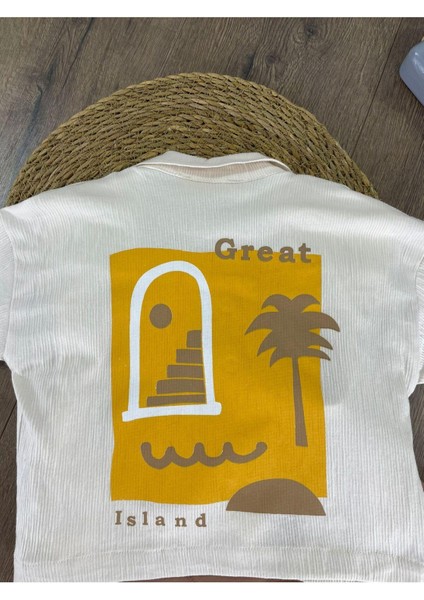 Gömlek Yaka Sırtta Baskı Detaylı Pamuk Erkek 3lü Takım modelleri