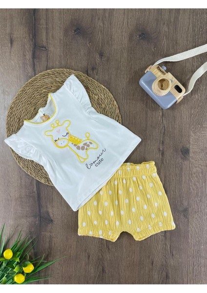Zürafa Desenli Şortlu 2li Takım