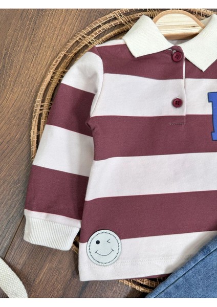 Polo Yaka Sweatshirt Likralı Kot Pantolon 2li Erkek Bebek Takımı fırsatları