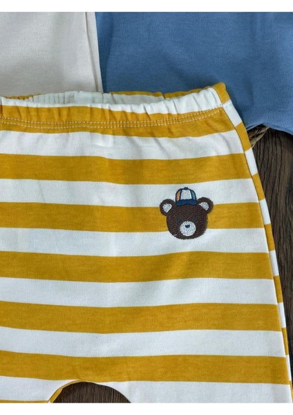 Colorful Baskılı Yenidoğan Organik Pamuk Erkek Bebek Patikli Eşofman 3lü Set fiyatları