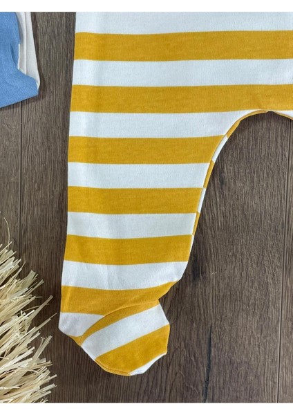 Colorful Baskılı Yenidoğan Organik Pamuk Erkek Bebek Patikli Eşofman 3lü Set modelleri