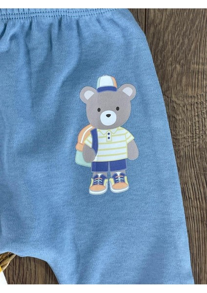 Colorful Baskılı Yenidoğan Organik Pamuk Erkek Bebek Patikli Eşofman 3lü Set indirimleri