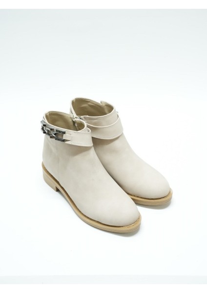F. Brand Zincir Aksesuarlı Günlük Kadın Bot, Bej (Ladik)