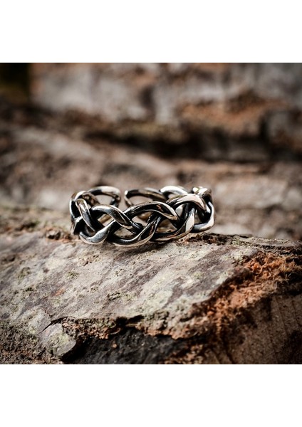 Gümüş Örgü Model Erkek Yüzüğü 925 Ayar Gümüş Taşsız Erkek Yüzük