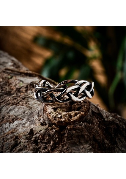 Gümüş Örgü Model Erkek Yüzüğü 925 Ayar Gümüş Taşsız Erkek Yüzük modelleri