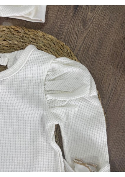 Kalp Baskılı Bandanalı Alttan Çıtçıtlı Kız Bebek Takım