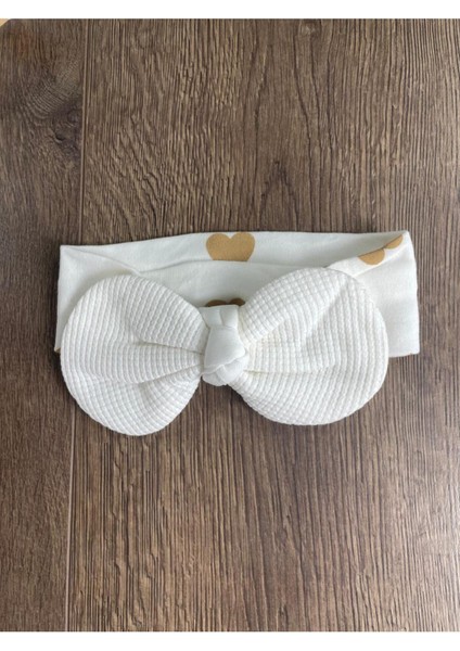 Kalp Baskılı Bandanalı Alttan Çıtçıtlı Kız Bebek Takım