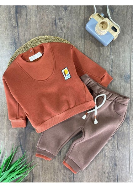 3 Iplik Içi Şardonlu Armalı Kışlık Erkek Bebek Takım