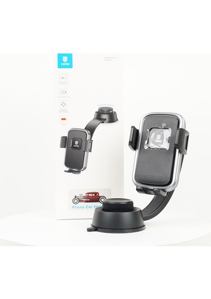 AT04 Araç Telefon Tutucu, Güçlü Vantuz, Eğilebilir Kol, Güçlü Destek Braketi 360° Dönüş