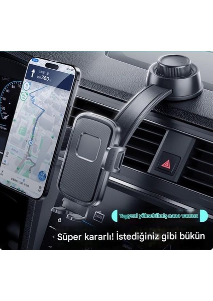 AT04 Araç Telefon Tutucu, Güçlü Vantuz, Eğilebilir Kol, Güçlü Destek Braketi 360° Dönüş fiyatları