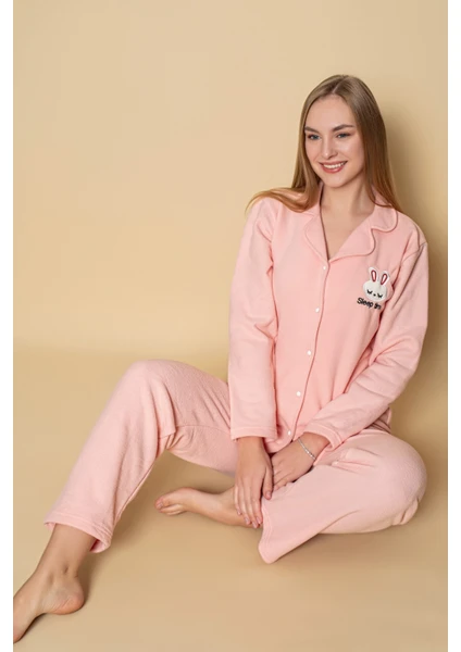 Sude Homewear Kadın Tavşan Desenli Polar Pijama Takımı