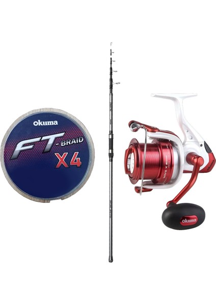 Göl ve Deniz Oltası Okuma Alaris Tele Surf 420 cm 100-200 gr Surf Kamışı&okuma Wave X-8000 Olta Makinesi