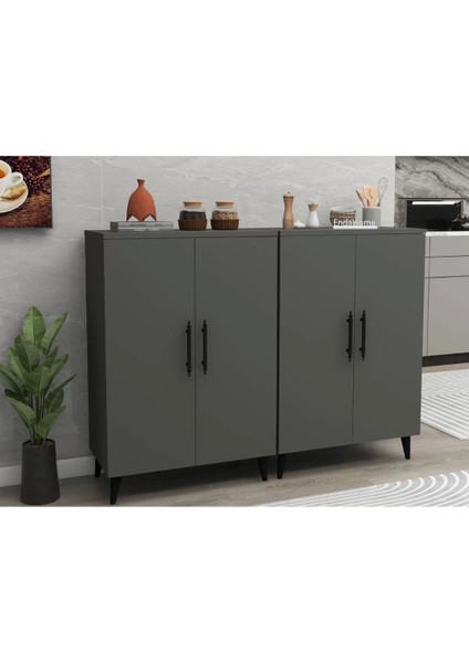 Home Enda 6 Raflı 4 Kapaklı Çok Amaçlı Dolap Antrasit fırsatları