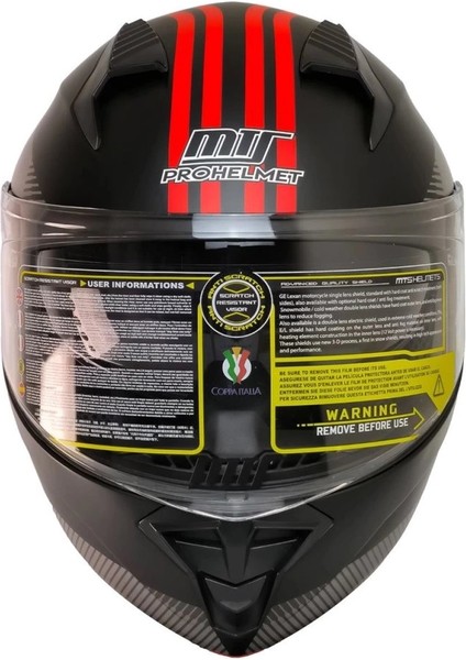 966 WX20 Red Çene Açılır Mat Siyah-Kırmızı Kask