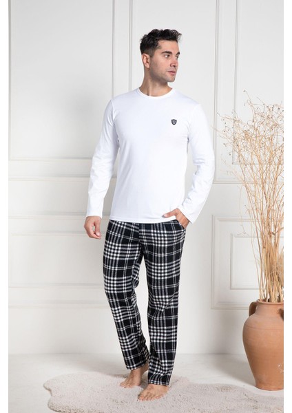 Mecit 3082 Beyaz Ekoseli Büyük Beden Kalın Erkek Pijama Takımı fiyatları