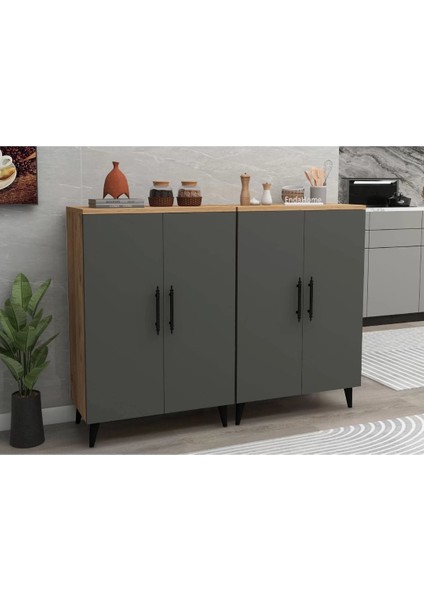 Home Enda 6 Raflı 4 Kapaklı Çok Amaçlı Dolap Atlantik Çam - Antrasit fiyatları