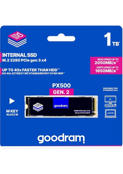 1TB PX500 Gen3x4 M.2 NVMe SSD (2050MB Okuma / 1650MB Yazma)