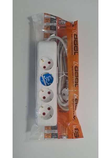 4'lü 3 Metre Topraklı Grup Priz