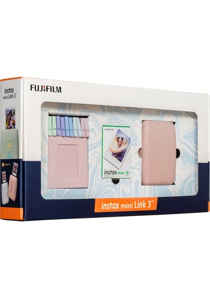 Instax Mini Link 3 Pembe Akıllı Telefon Yazıcısı Bundle Box