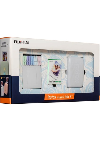 Instax Mini Link 3 Beyaz Akıllı Telefon Yazıcısı Bundle Box