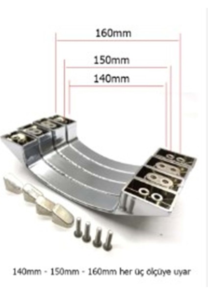 Duşakabin Kulp Takımı Krom Kaplamalı (14-15-16 cm)
