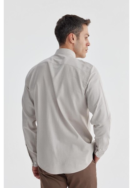 Bej Comfort Fit Pamuk Piti Kare Gömlek fırsatları